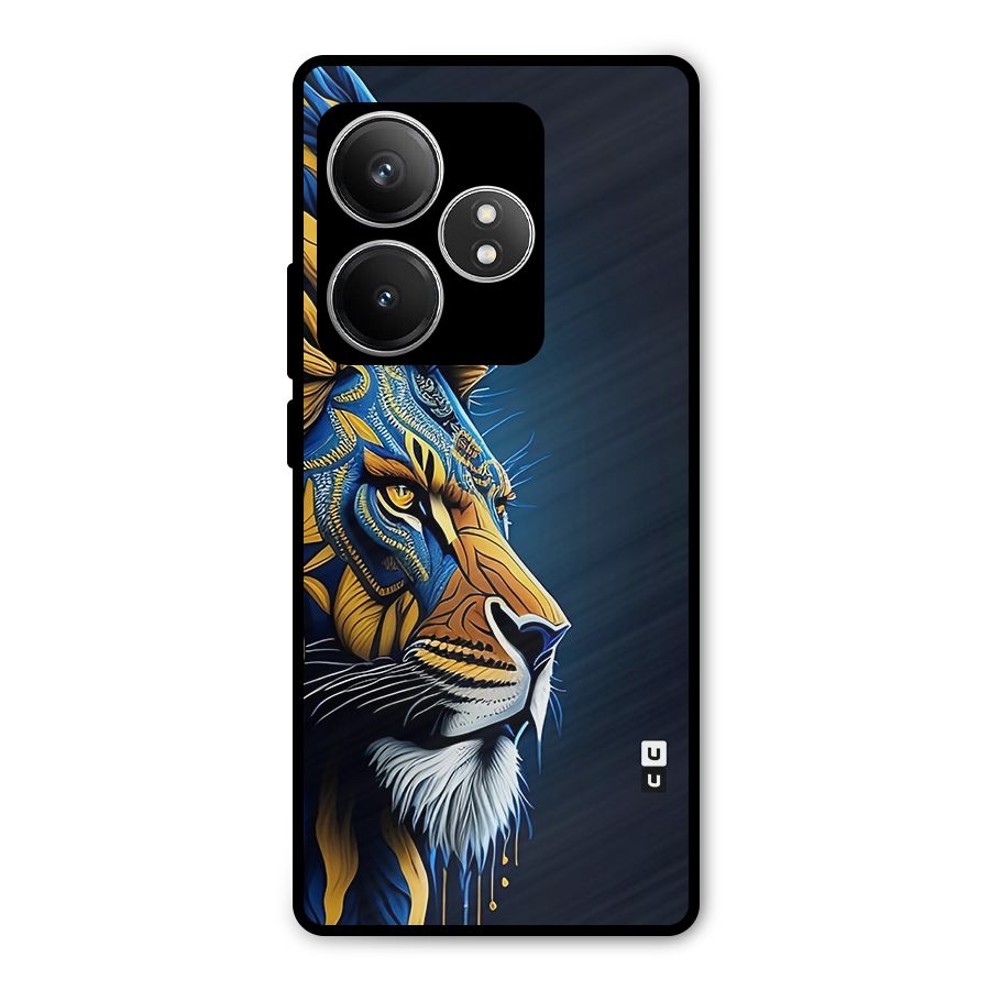 Premium Lion Abstract Side Art Metal Back Case for Realme GT 6T