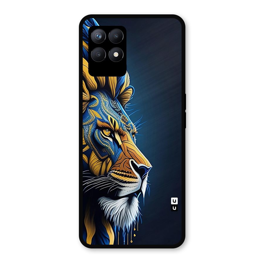 Premium Lion Abstract Side Art Metal Back Case for Realme Narzo 50