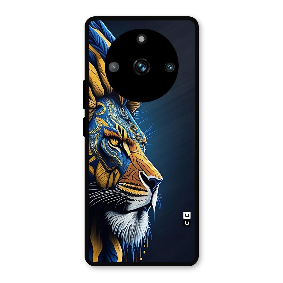 Premium Lion Abstract Side Art Metal Back Case for Realme Narzo 60 Pro