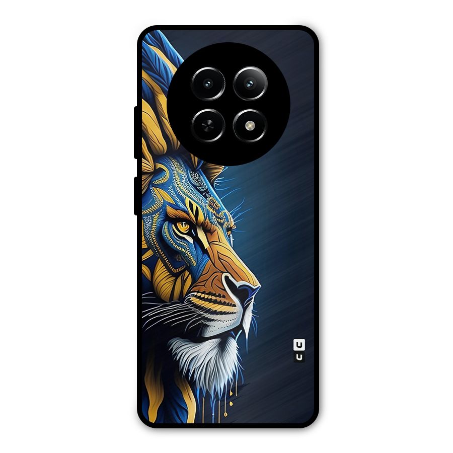 Premium Lion Abstract Side Art Metal Back Case for Realme Narzo 70x 5G