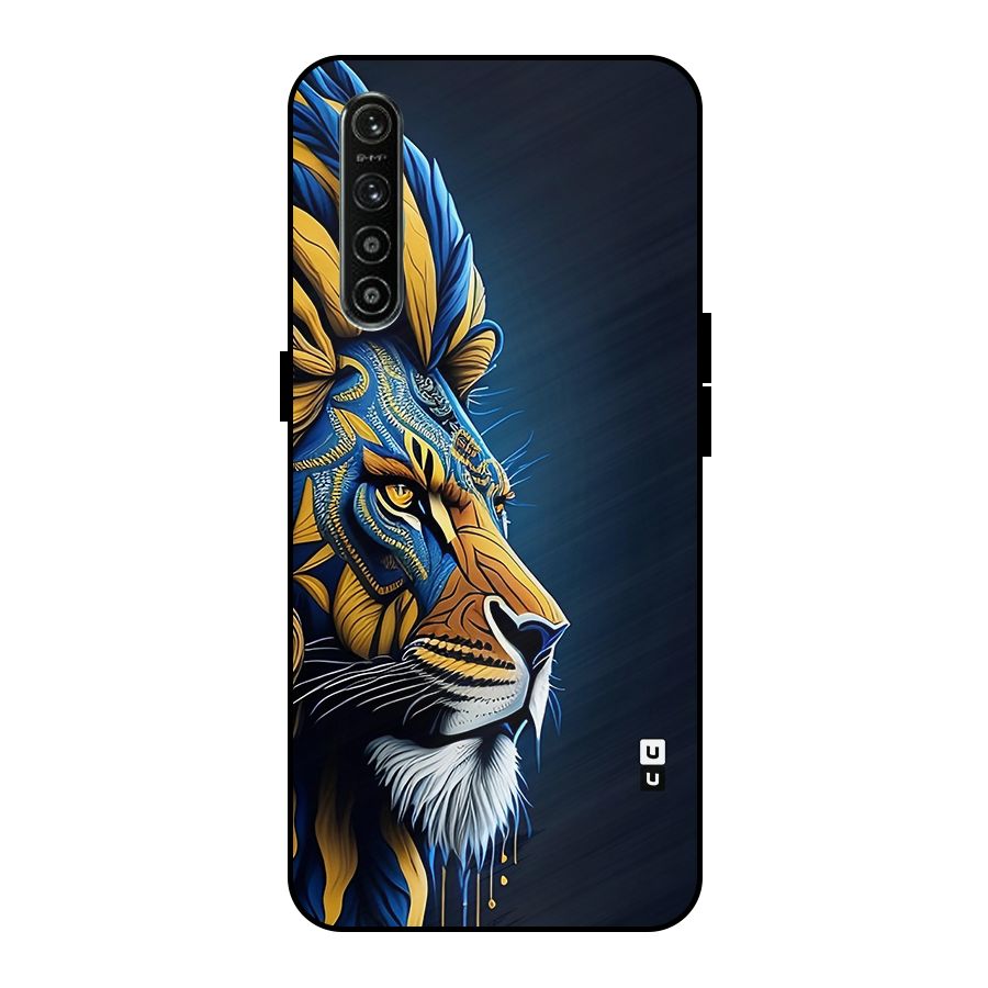 Premium Lion Abstract Side Art Metal Back Case for Realme XT