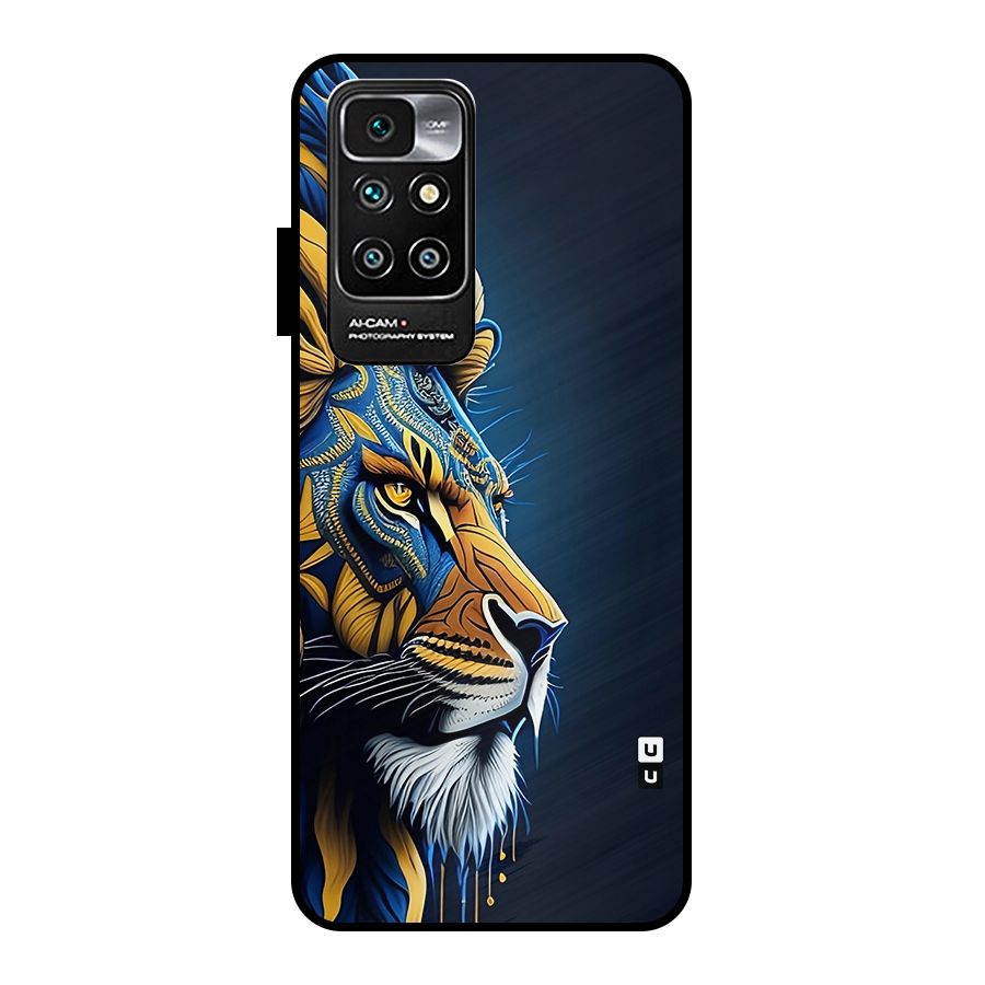 Premium Lion Abstract Side Art Metal Back Case for Redmi 10 Prime