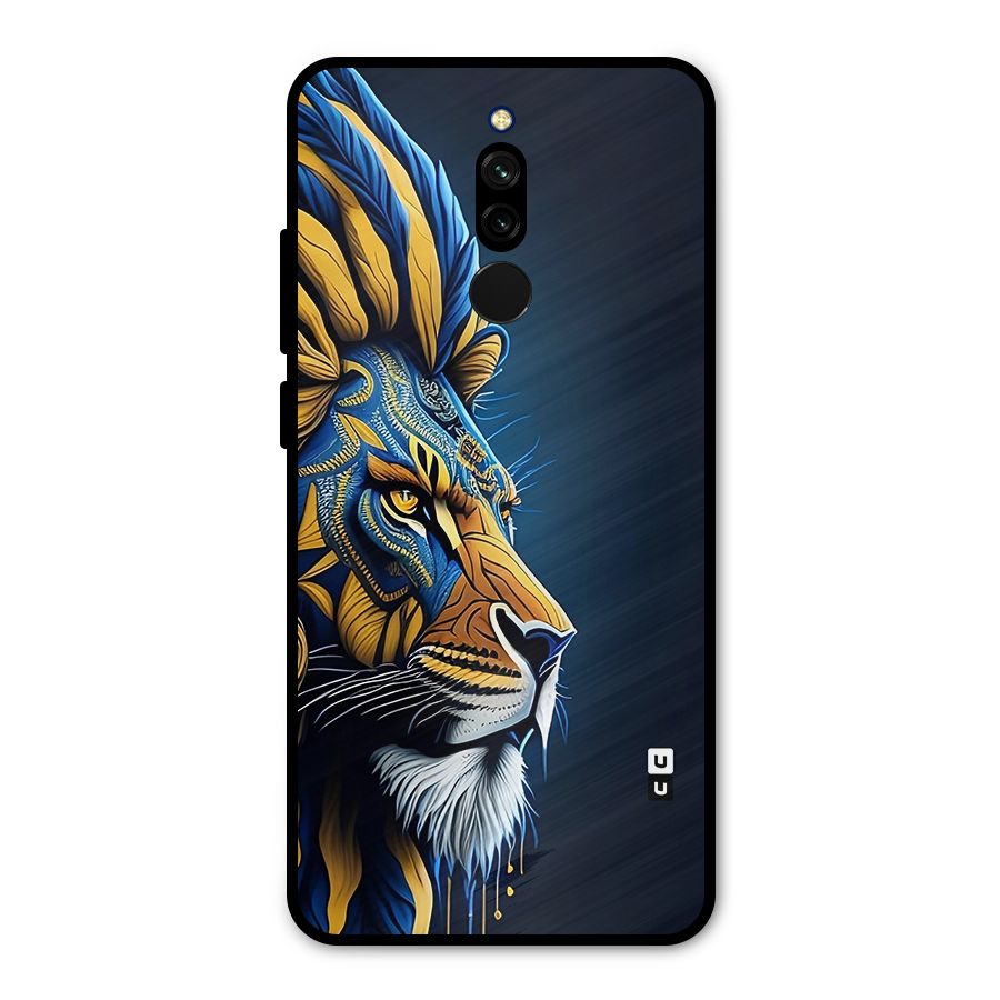 Premium Lion Abstract Side Art Metal Back Case for Redmi 8