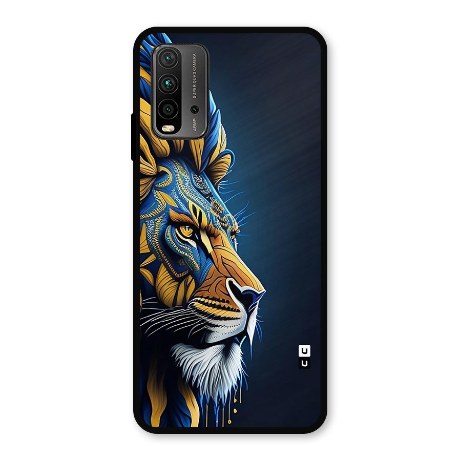 Premium Lion Abstract Side Art Metal Back Case for Redmi 9 Power