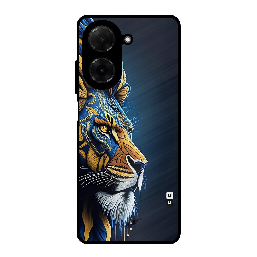 Premium Lion Abstract Side Art Metal Back Case for Redmi A5 4G