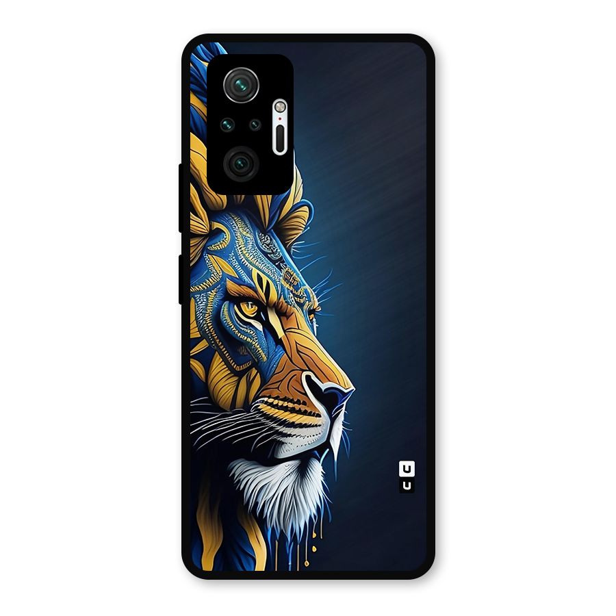 Premium Lion Abstract Side Art Metal Back Case for Redmi Note 10 Pro