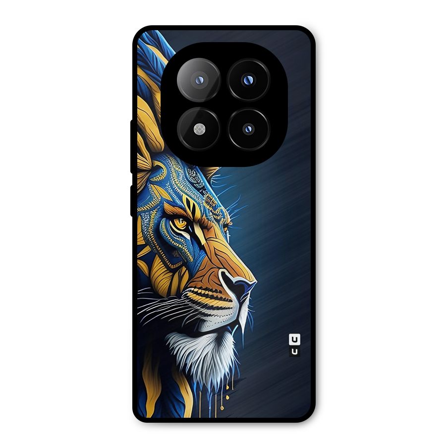 Premium Lion Abstract Side Art Metal Back Case for Redmi Note 14 Pro Plus 5G