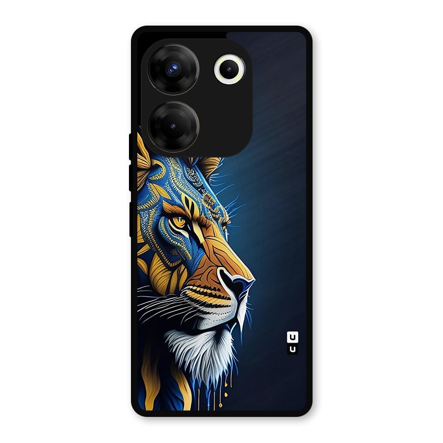 Premium Lion Abstract Side Art Metal Back Case for Tecno Camon 20
