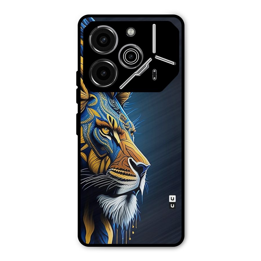 Premium Lion Abstract Side Art Metal Back Case for Tecno Pova 6 Pro