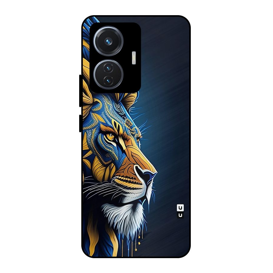Premium Lion Abstract Side Art Metal Back Case for Vivo T1 44W