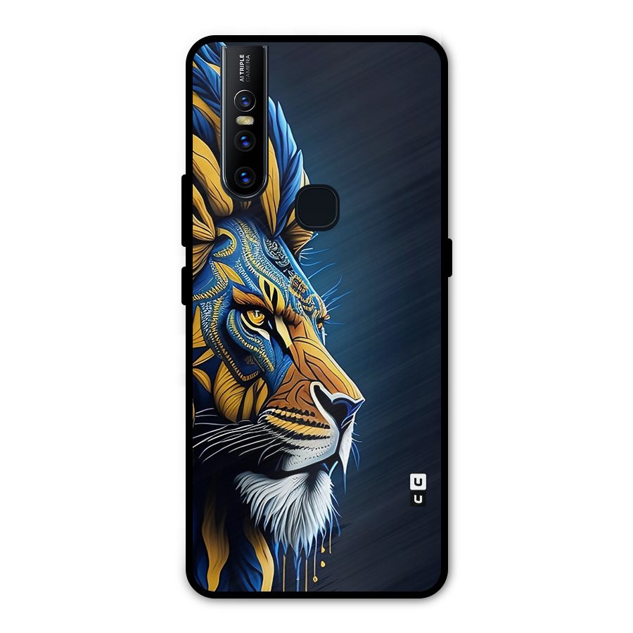 Premium Lion Abstract Side Art Metal Back Case for Vivo V15