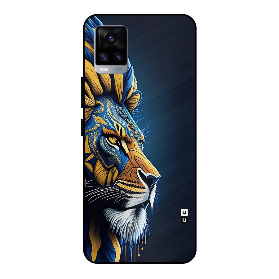 Premium Lion Abstract Side Art Metal Back Case for Vivo V20