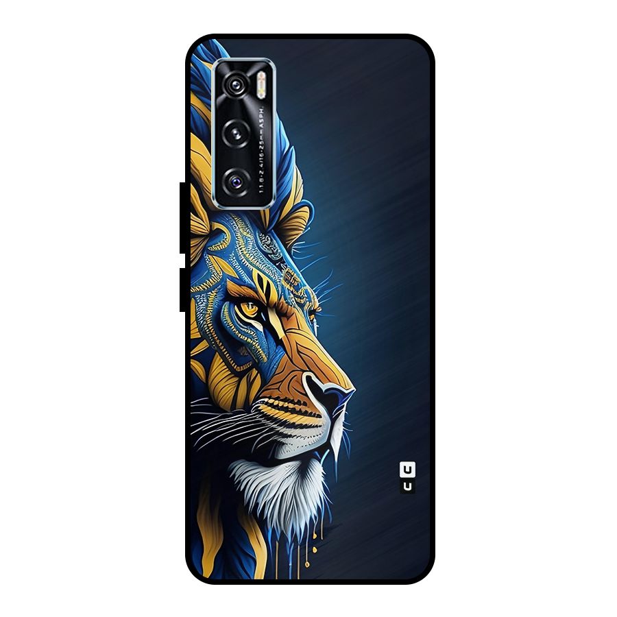 Premium Lion Abstract Side Art Metal Back Case for Vivo V20 SE