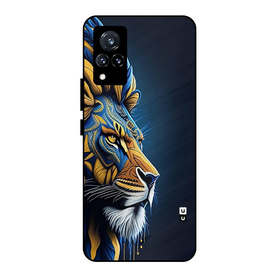 Premium Lion Abstract Side Art Metal Back Case for Vivo V21 5G