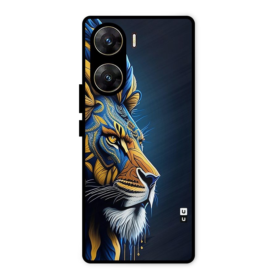 Premium Lion Abstract Side Art Metal Back Case for Vivo V29e