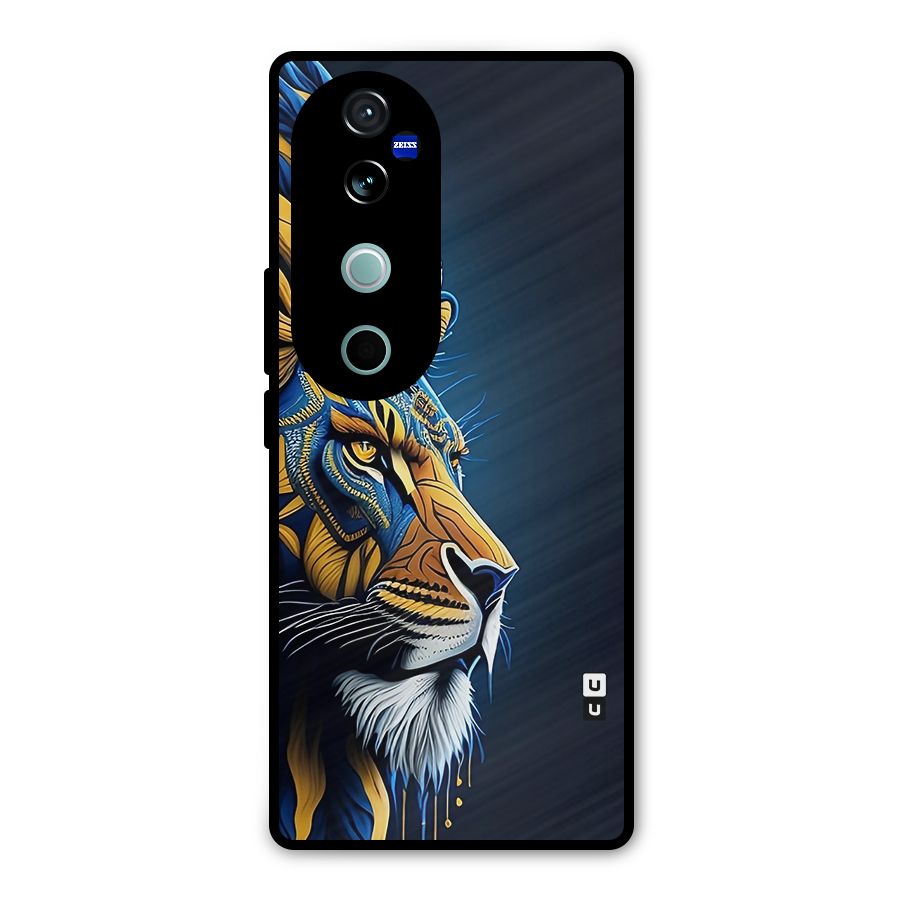 Premium Lion Abstract Side Art Metal Back Case for Vivo V40 Pro