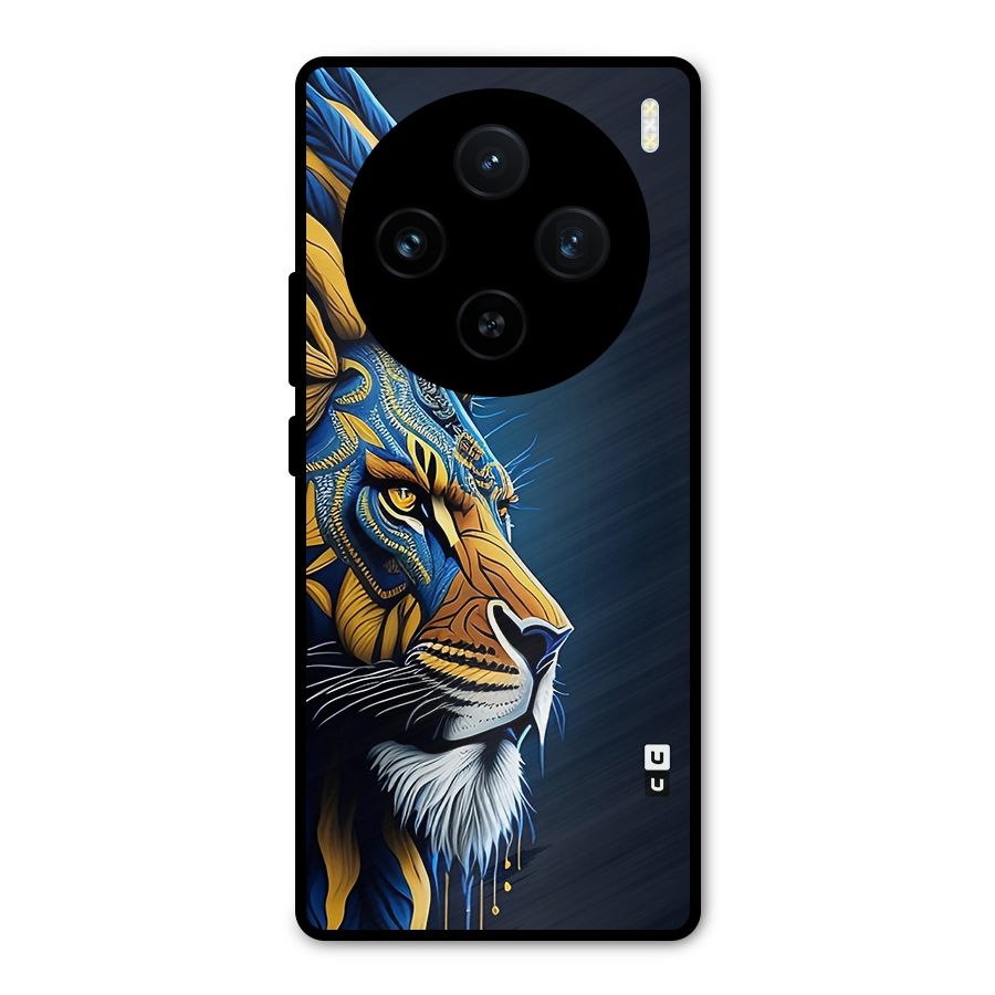 Premium Lion Abstract Side Art Metal Back Case for Vivo X100