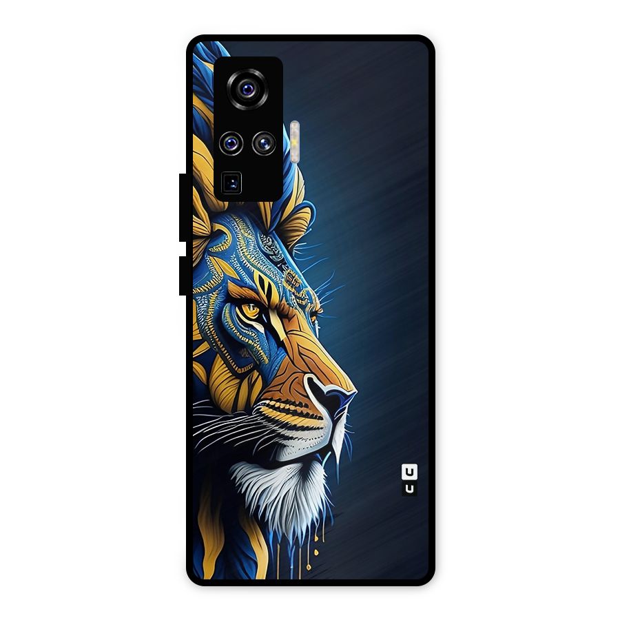 Premium Lion Abstract Side Art Metal Back Case for Vivo X50 Pro
