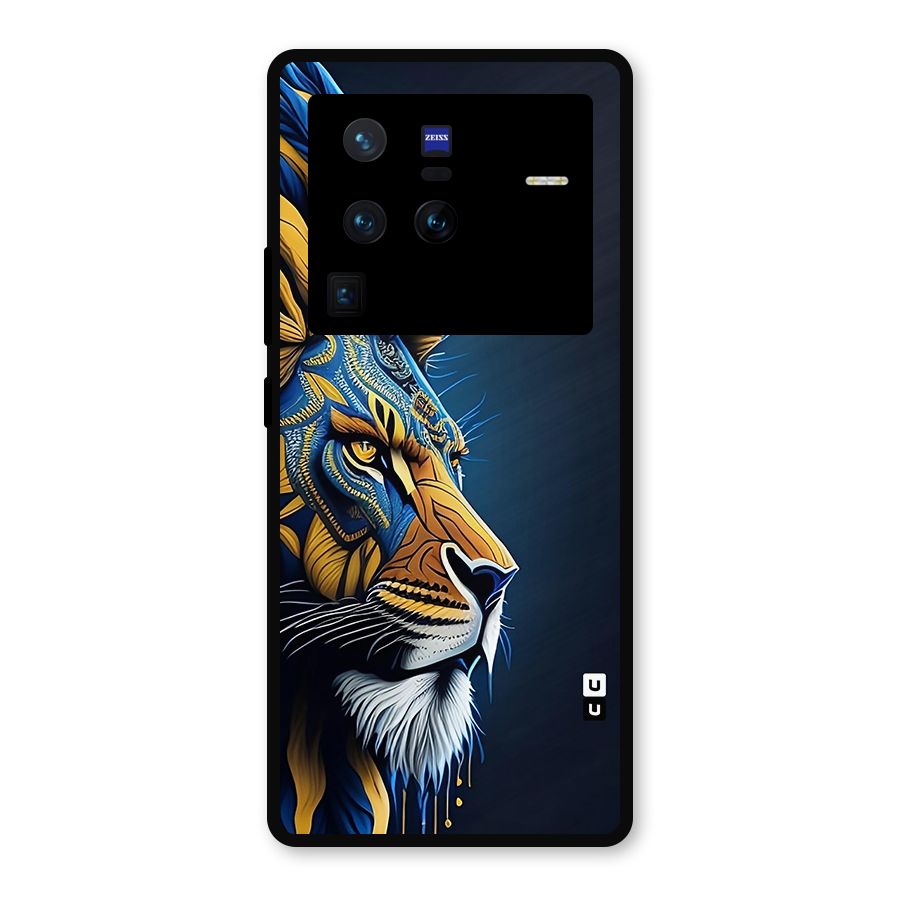 Premium Lion Abstract Side Art Metal Back Case for Vivo X80 Pro