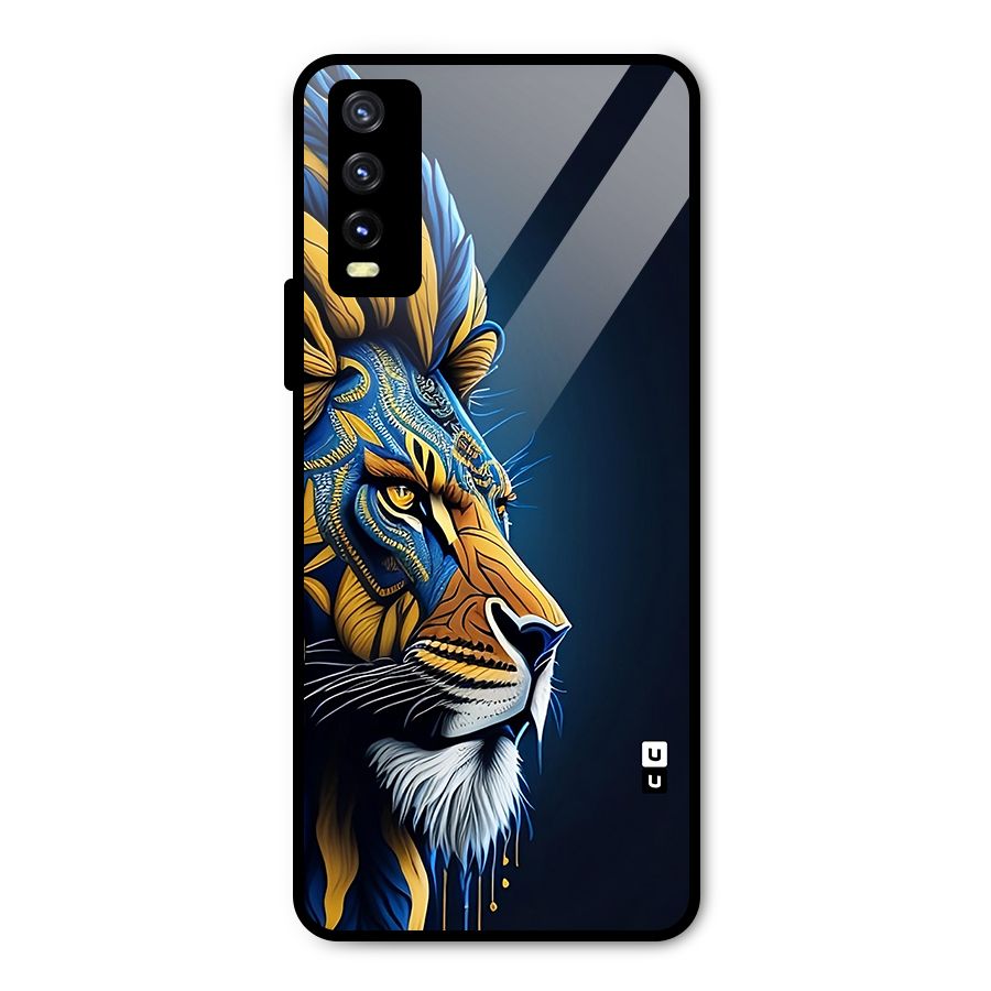 Premium Lion Abstract Side Art Metal Back Case for Vivo Y20