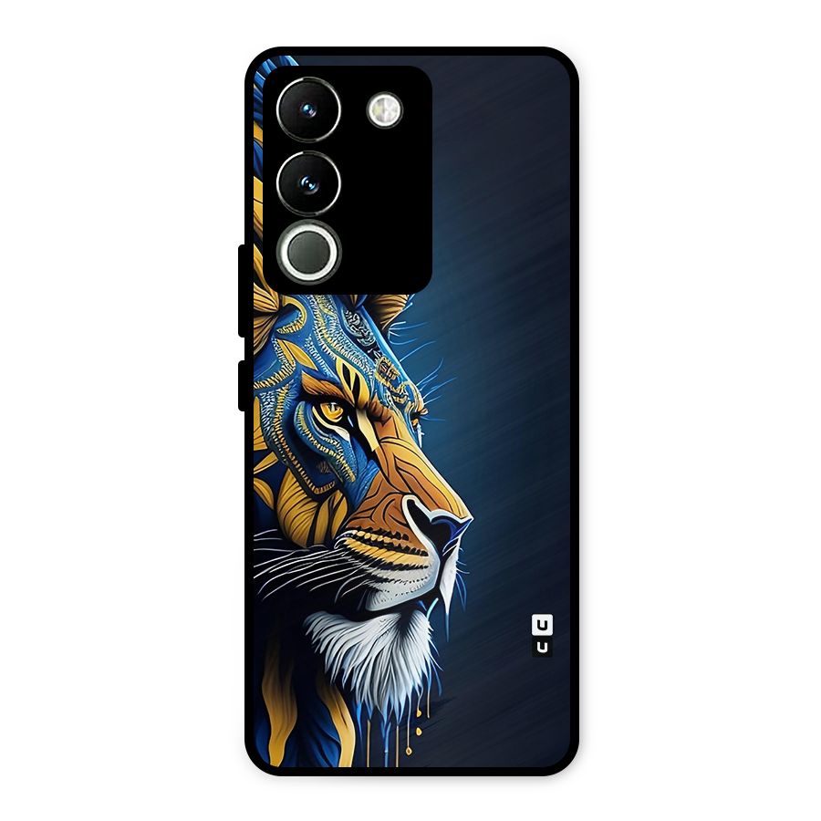 Premium Lion Abstract Side Art Metal Back Case for Vivo Y200