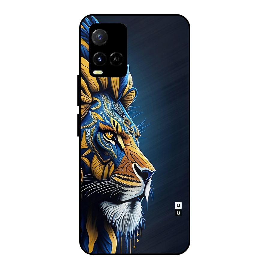 Premium Lion Abstract Side Art Metal Back Case for Vivo Y21A