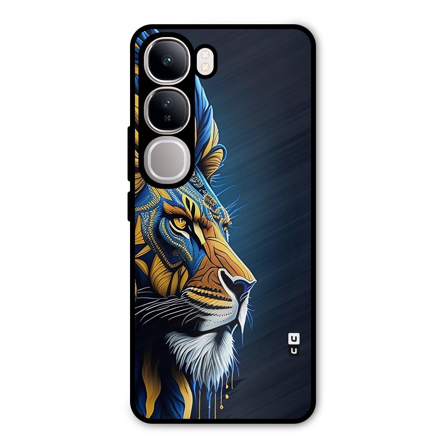 Premium Lion Abstract Side Art Metal Back Case for Vivo Y300