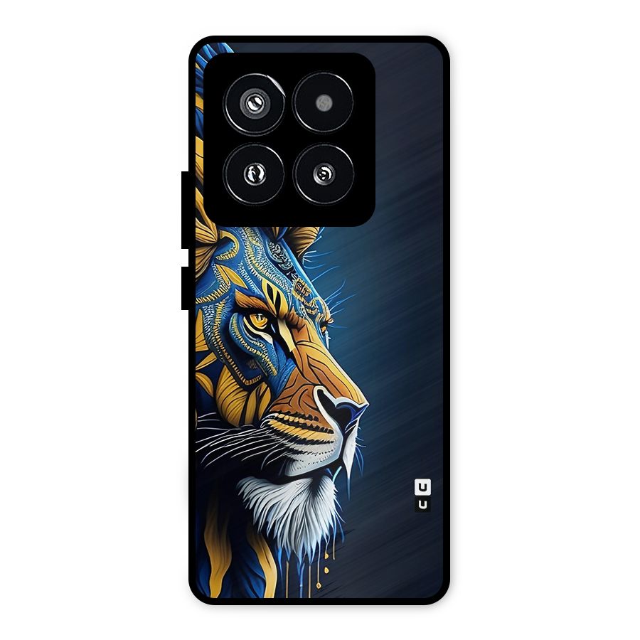 Premium Lion Abstract Side Art Metal Back Case for Xiaomi 14 Pro