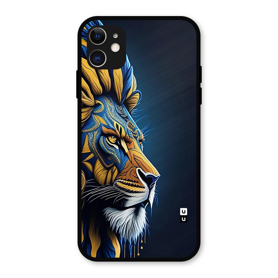 Premium Lion Abstract Side Art Metal Back Case for iPhone 11