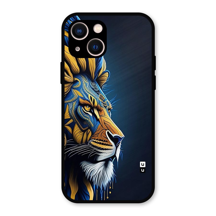 Premium Lion Abstract Side Art Metal Back Case for iPhone 13