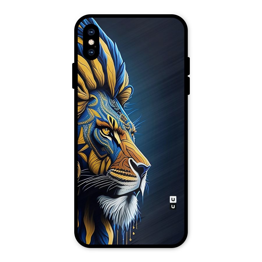 Premium Lion Abstract Side Art Metal Back Case for iPhone XS Max