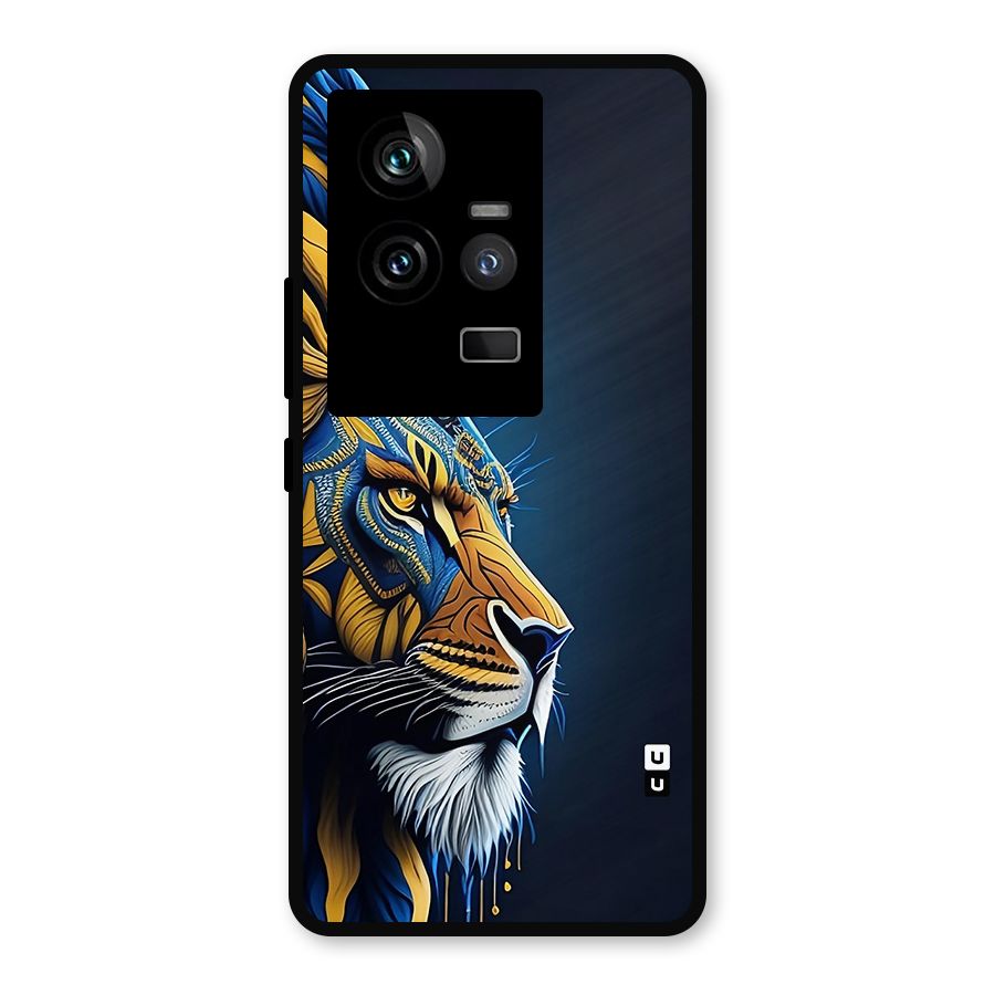 Premium Lion Abstract Side Art Metal Back Case for iQOO 11 5G