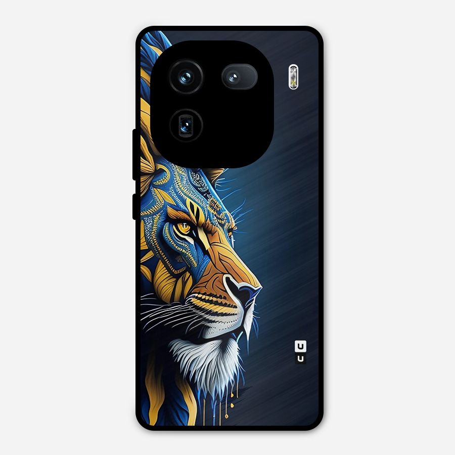 Premium Lion Abstract Side Art Metal Back Case for iQOO 12