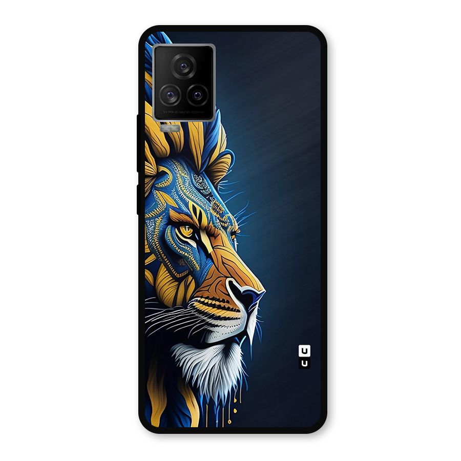 Premium Lion Abstract Side Art Metal Back Case for iQOO 7 Legend 5G