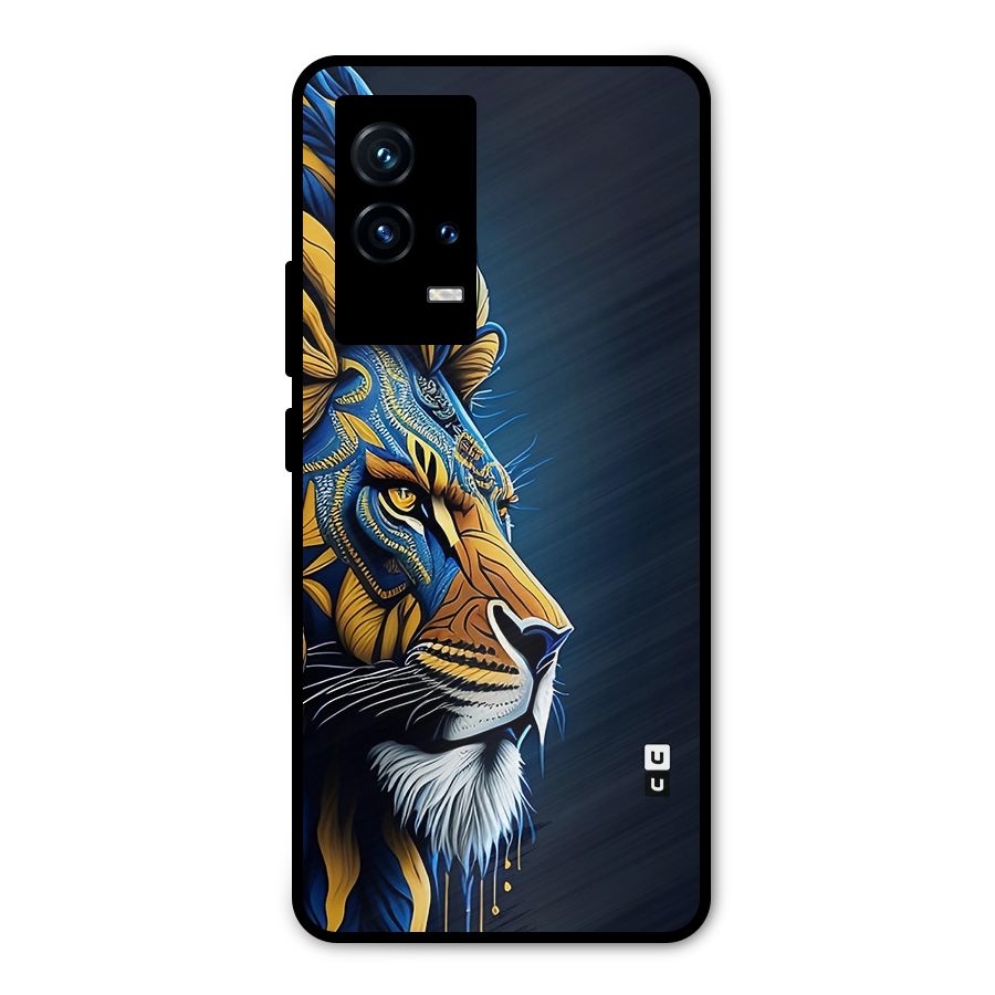 Premium Lion Abstract Side Art Metal Back Case for iQOO 9 5G