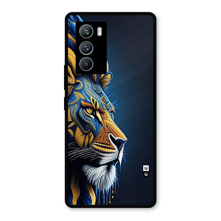 Premium Lion Abstract Side Art Metal Back Case for iQOO 9 SE