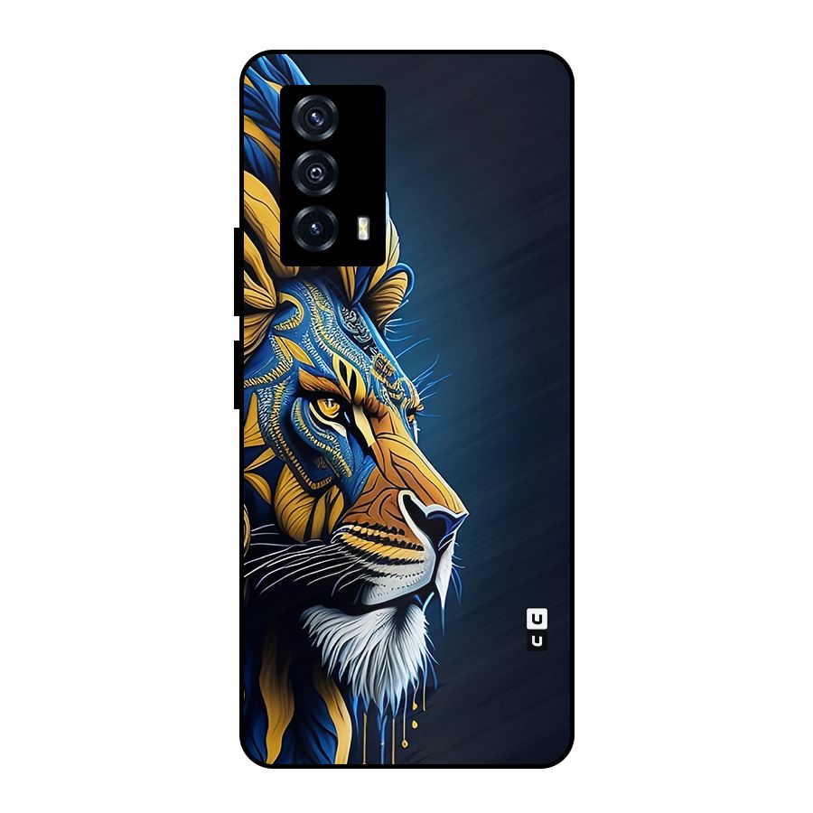 Premium Lion Abstract Side Art Metal Back Case for iQOO Z5
