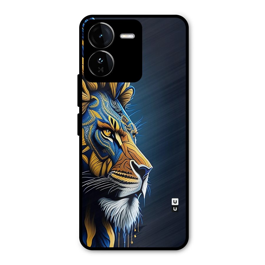 Premium Lion Abstract Side Art Metal Back Case for iQOO Z9