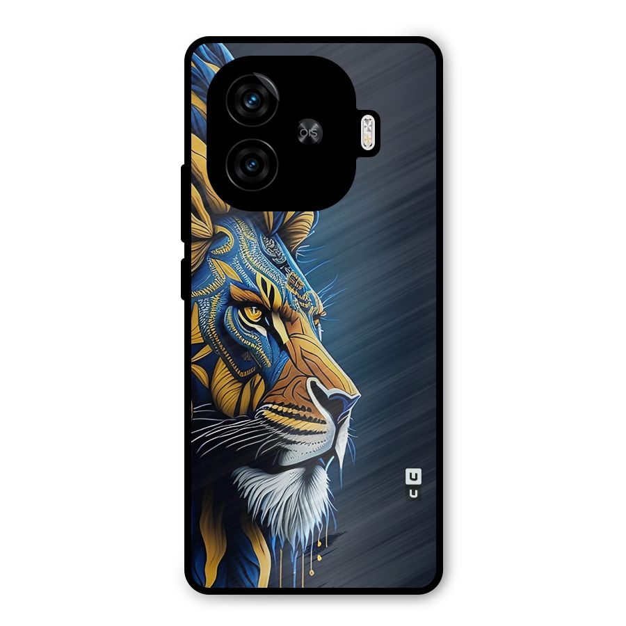 Premium Lion Abstract Side Art Metal Back Case for iQOO Z9 Turbo