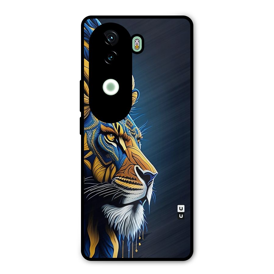 Premium Lion Abstract Side Art Metal Back Case for iQOO Z9s