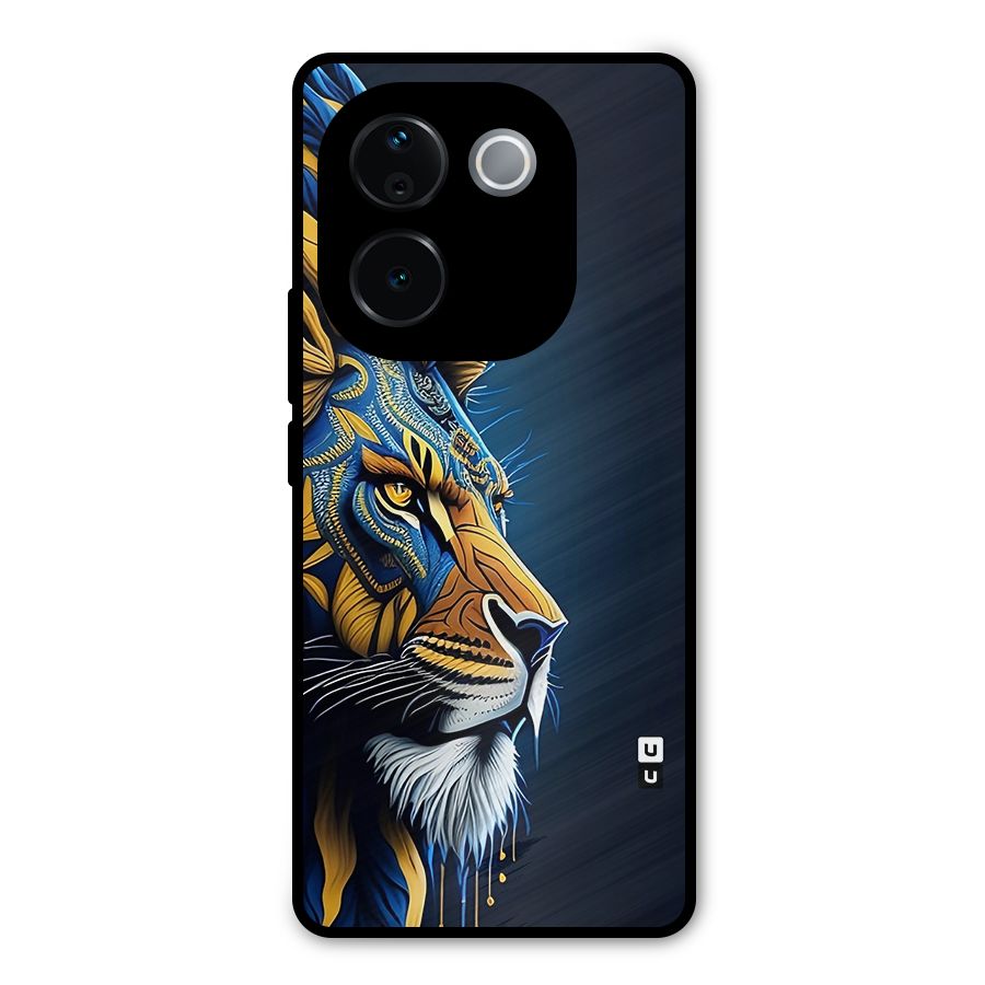 Premium Lion Abstract Side Art Metal Back Case for iQOO Z9s Pro