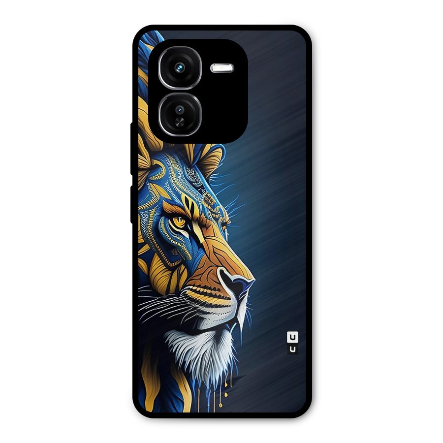 Premium Lion Abstract Side Art Metal Back Case for iQOO Z9x