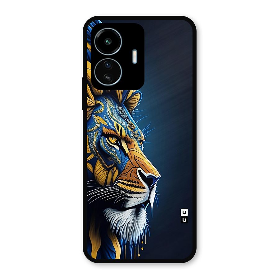 Premium Lion Abstract Side Art Metal Back Case for vivo iQOO Z6 Lite 5G