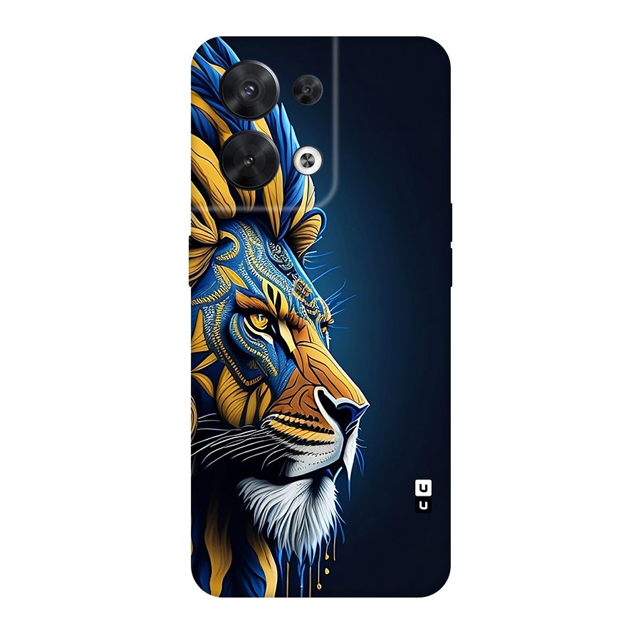 Premium Lion Abstract Side Art Original Polycarbonate Back Case for Oppo Reno8 5G