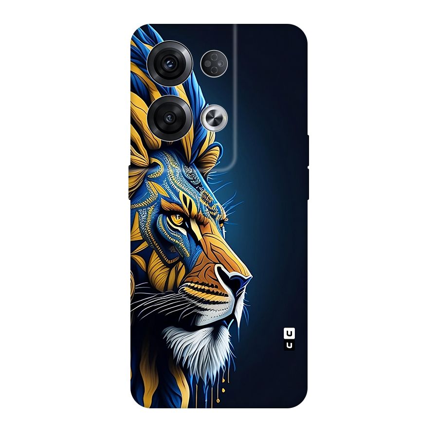 Premium Lion Abstract Side Art Original Polycarbonate Back Case for Oppo Reno8 Pro 5G