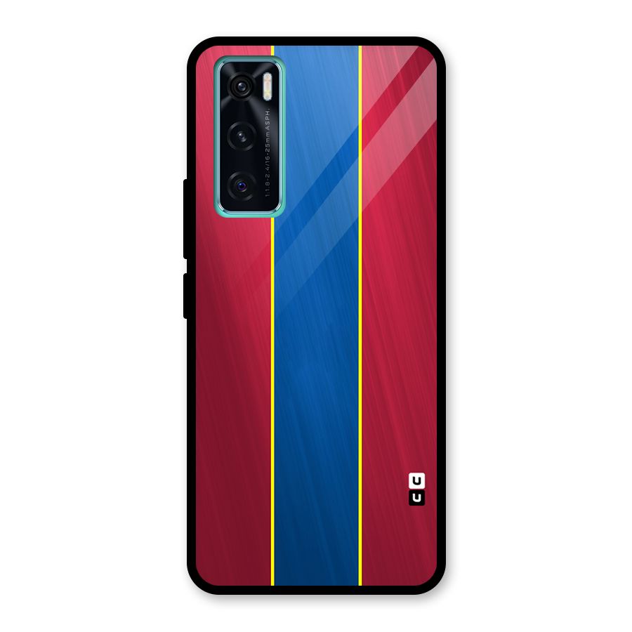 Premium Vertical Stripes Glass Back Case for Vivo V20 SE