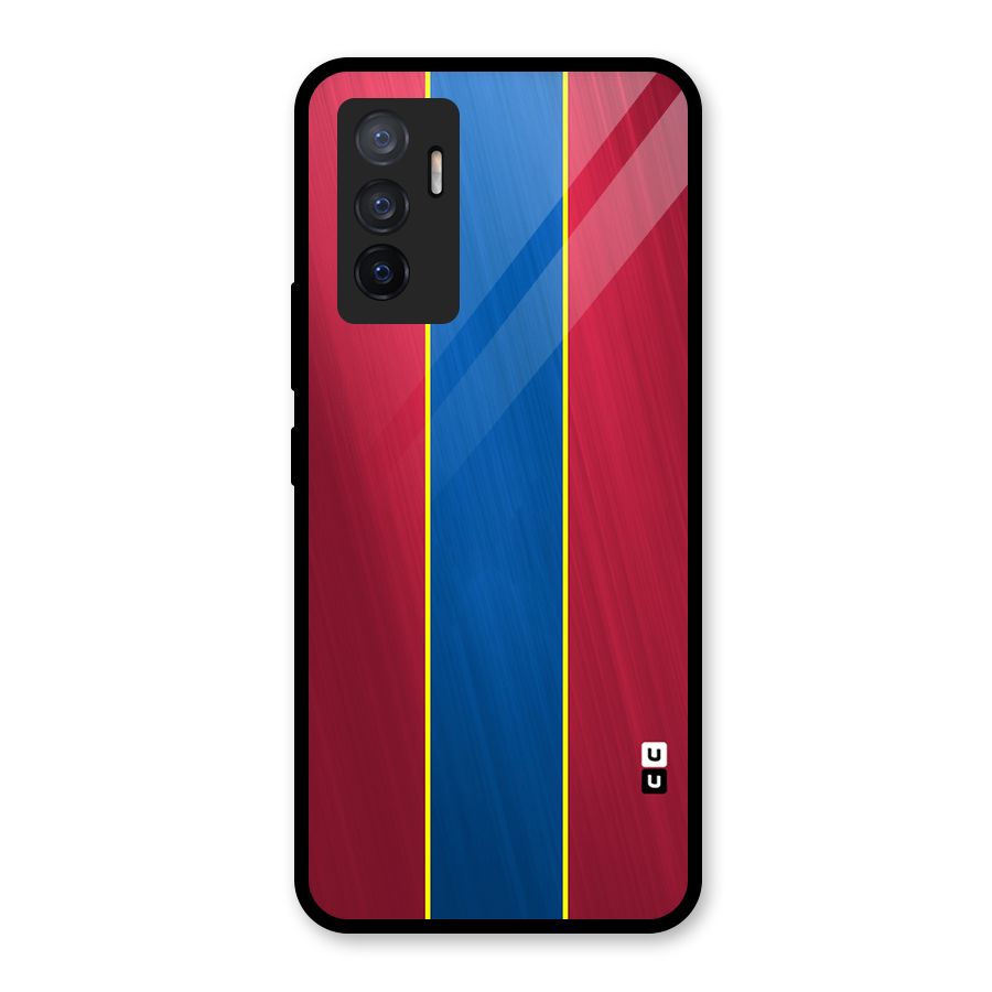 Premium Vertical Stripes Glass Back Case for Vivo V23e