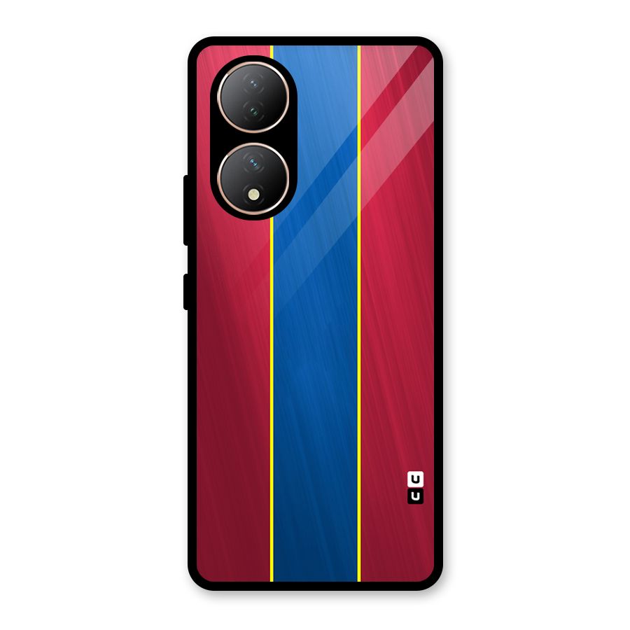 Premium Vertical Stripes Glass Back Case for Vivo Y100A