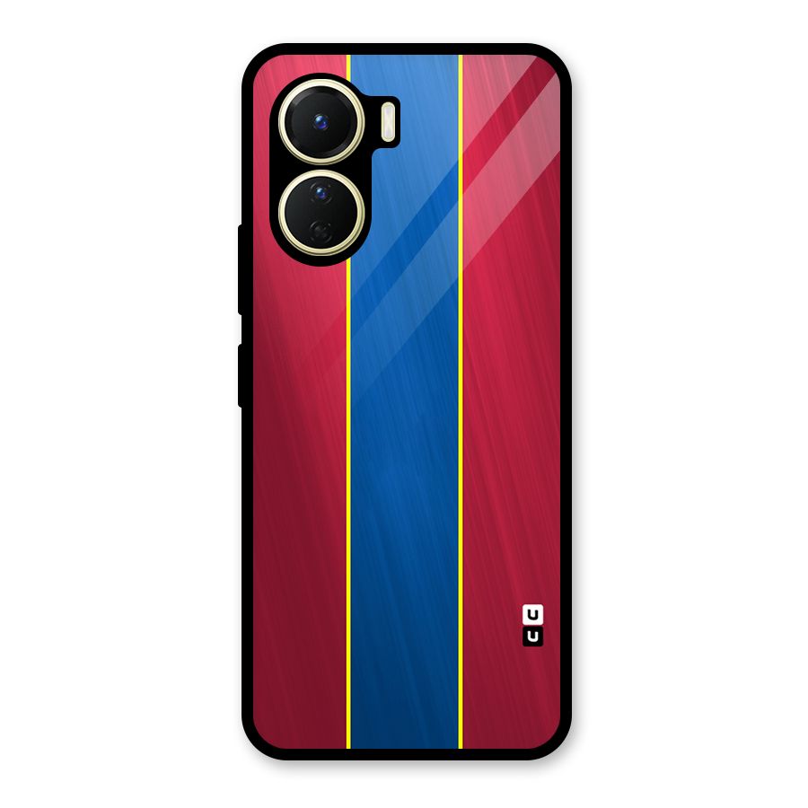 Premium Vertical Stripes Glass Back Case for Vivo Y56