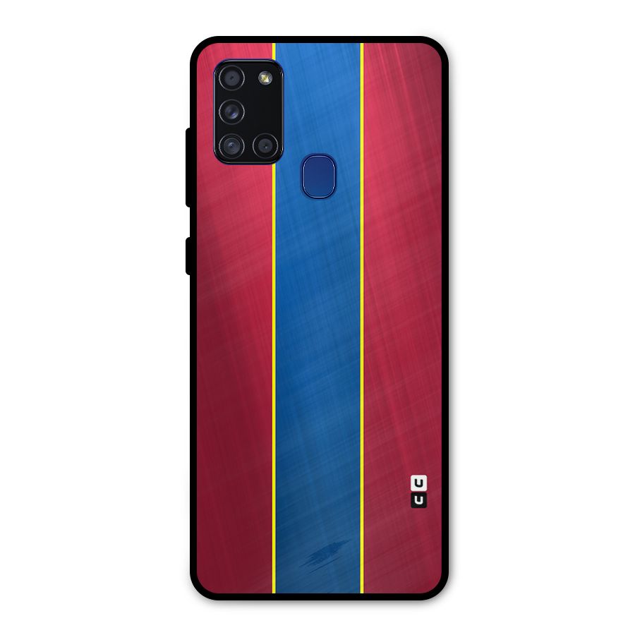 Premium Vertical Stripes Metal Back Case for Galaxy A21s
